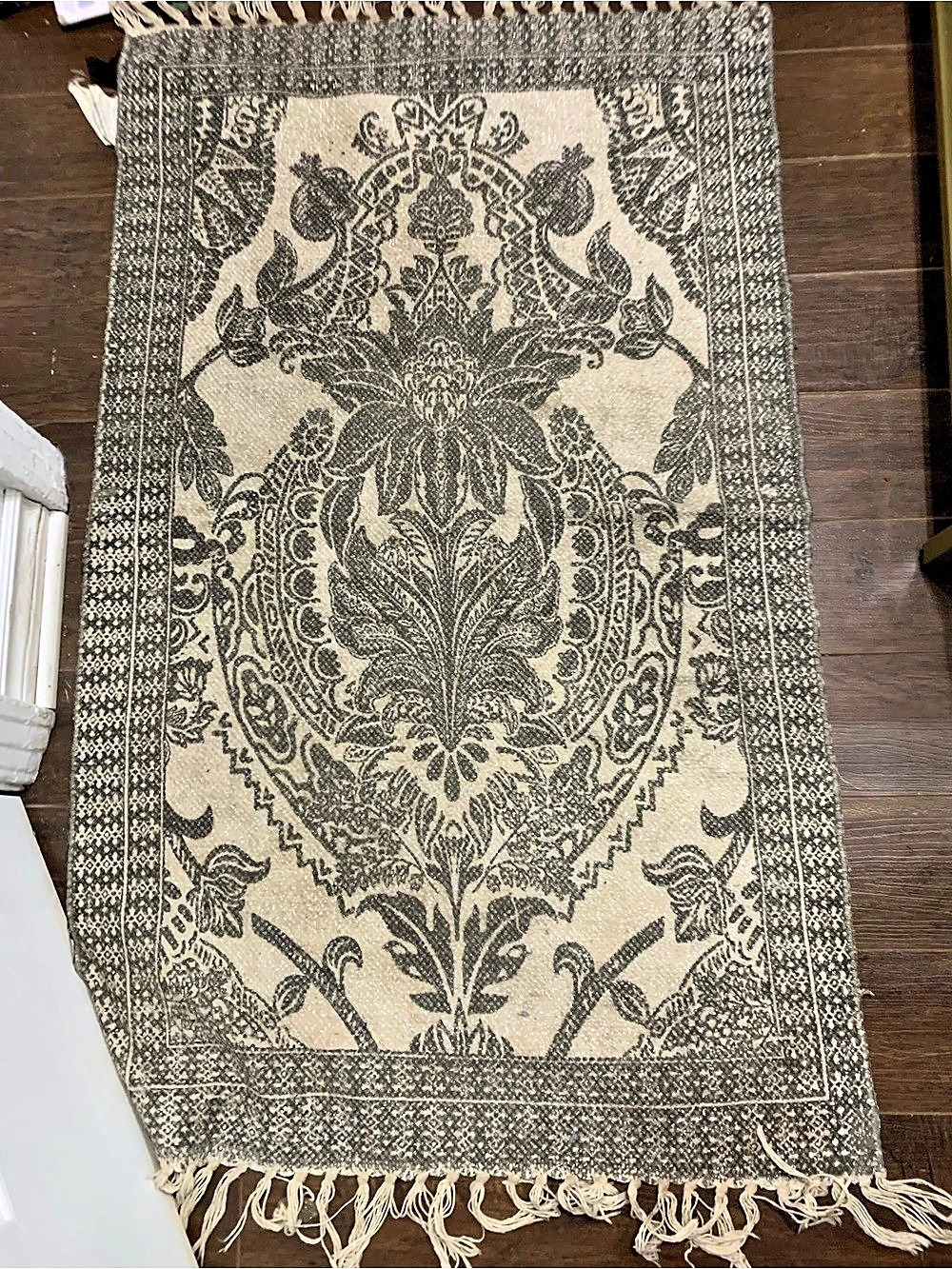 Beige & Gray Geometric Woven Decor